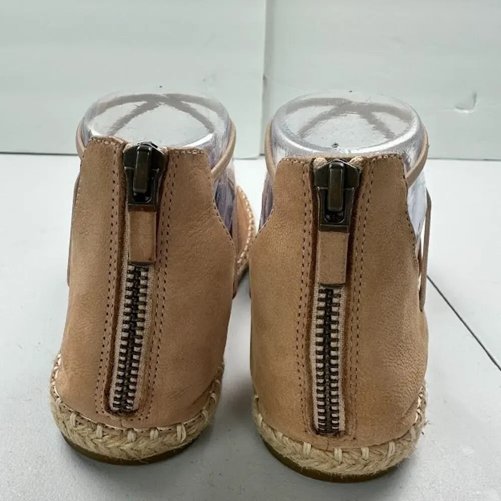 Eileen Fisher Sandals Womens 6.5 Tan Lace Espadrille Resort Quiet Luxury Boho - Picture 5 of 13